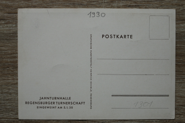 AK Regensburg / 1930er Jahre / Jahn Turnhalle / RT Halle / Regensburger Turnerschaft / Künstlerkarte von G. Hufnagel